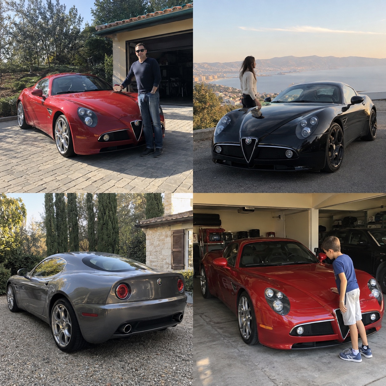 Illustrative candid scene featuring a Alfa Romeo 8C Competizione