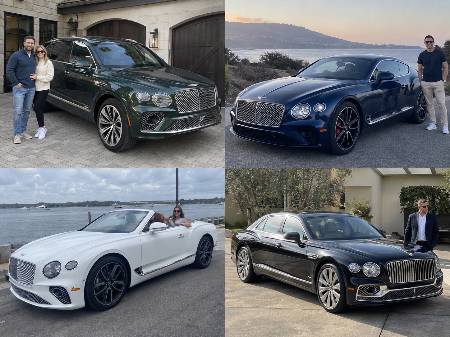 Illustrative candid scene of owners with a Bentley vehicle