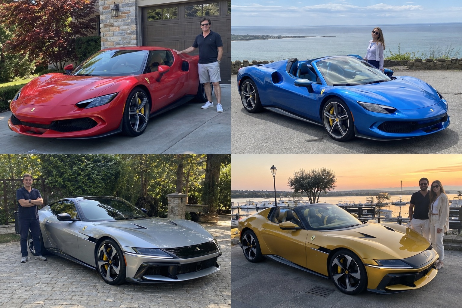 Illustrative candid scene of owners with a Ferrari vehicle