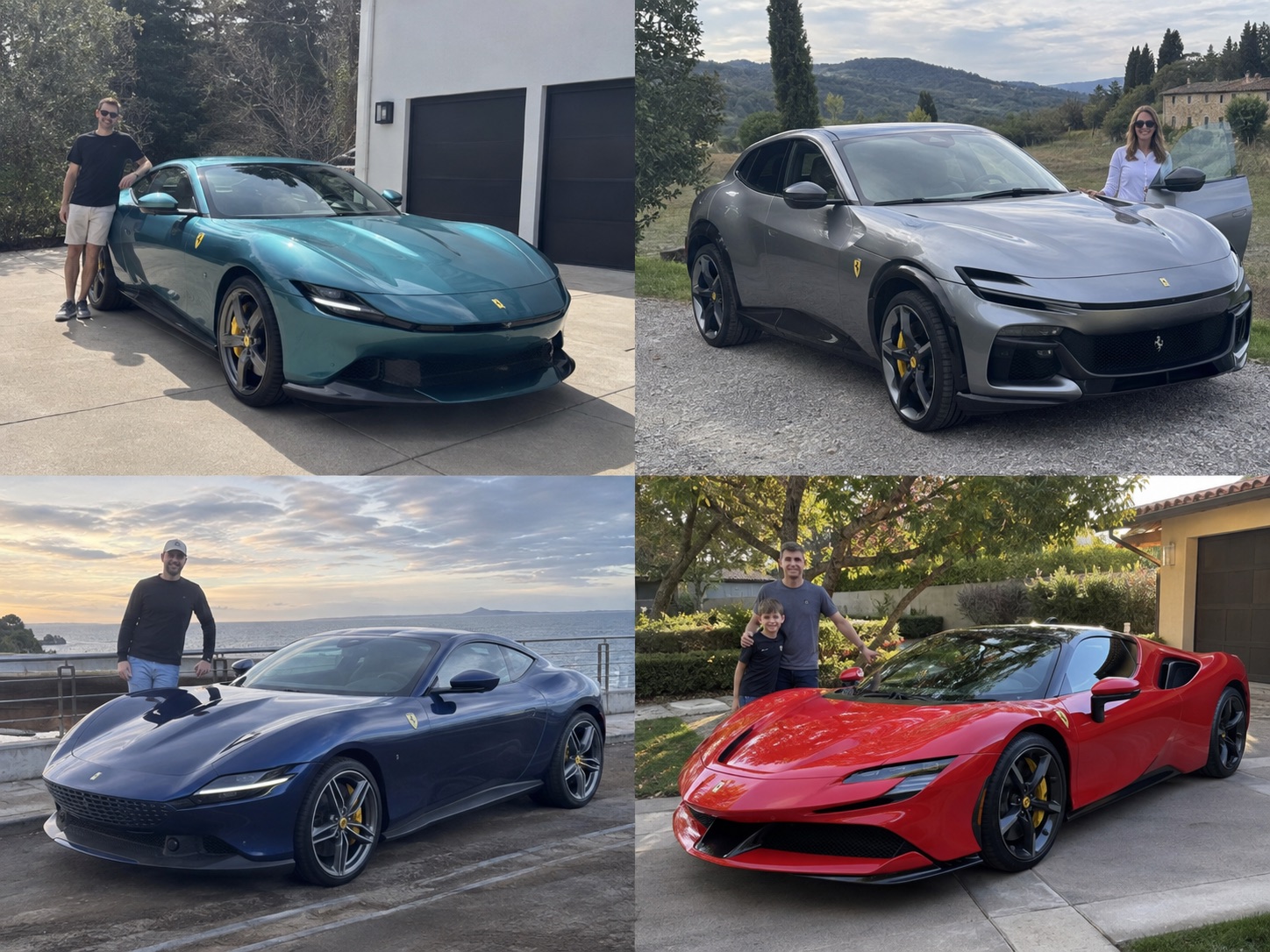 Illustrative candid scene featuring a Ferrari Roma