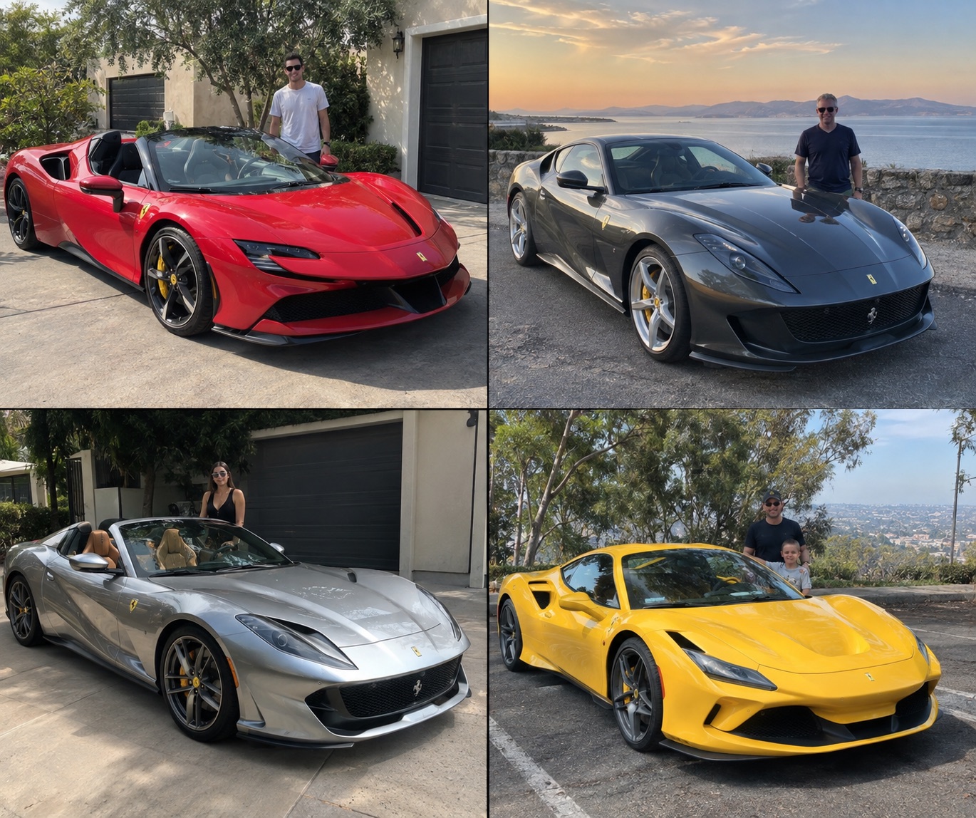 Illustrative candid scene featuring a Ferrari F8 Tributo