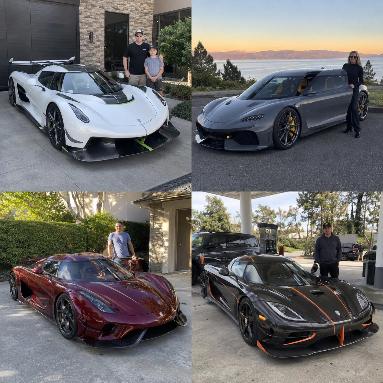 Illustrative candid scene of owners with a Koenigsegg vehicle