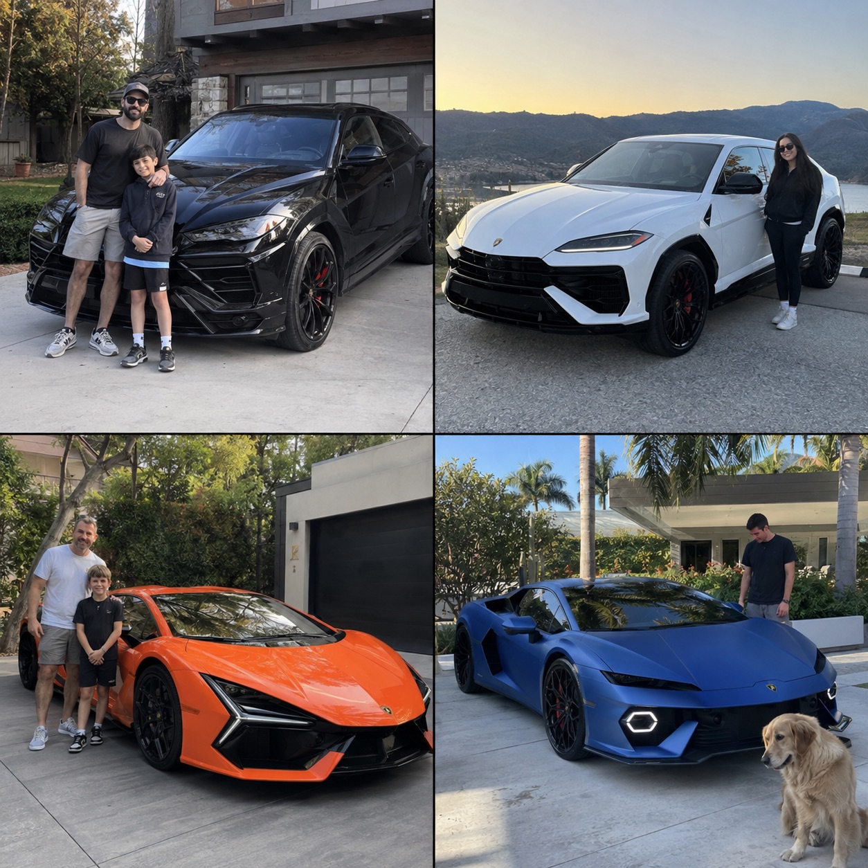 Illustrative candid scene of owners with a Lamborghini vehicle