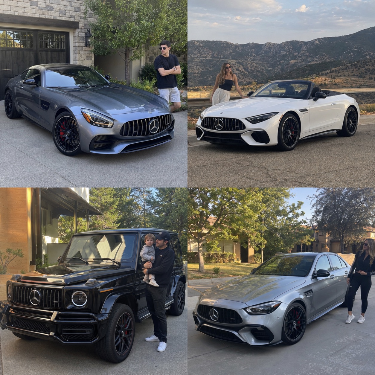 Illustrative candid scene of owners with a Mercedes-AMG vehicle