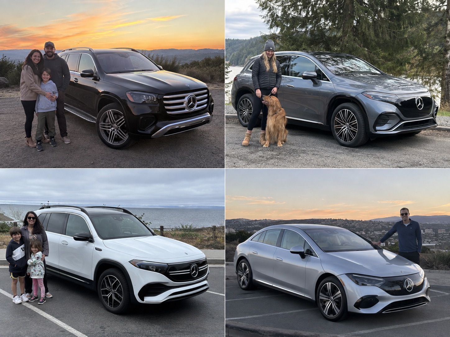 Illustrative candid scene featuring a Mercedes-Benz EQS SUV