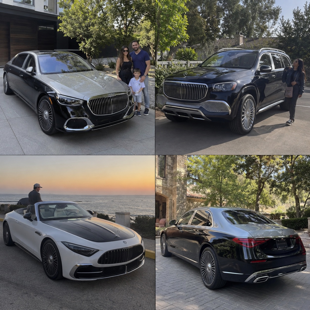 Illustrative candid scene of owners with a Mercedes-Maybach vehicle