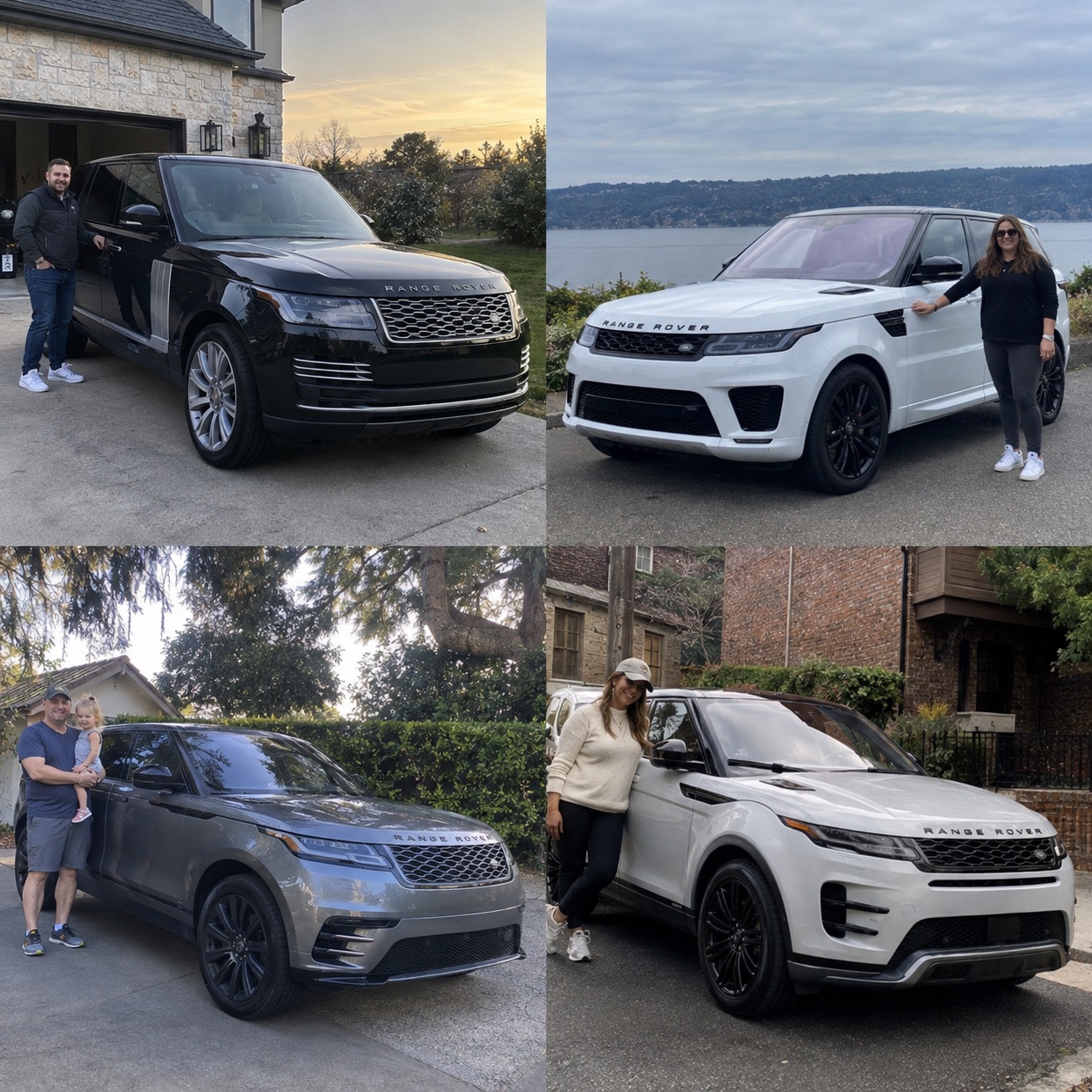 Illustrative candid scene of owners with a Range Rover vehicle