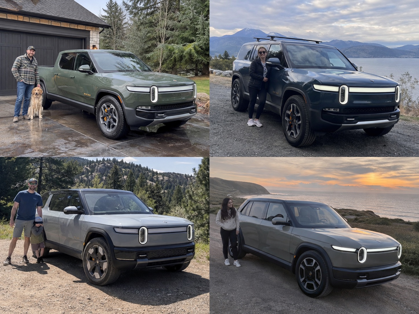 Illustrative candid scene of owners with a Rivian vehicle