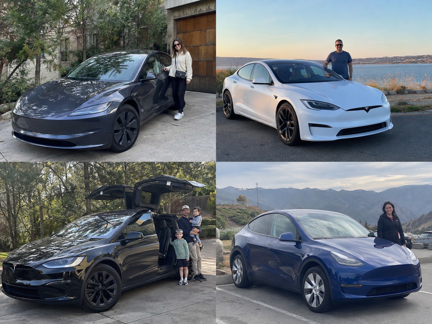 Illustrative candid scene of owners with a Tesla vehicle