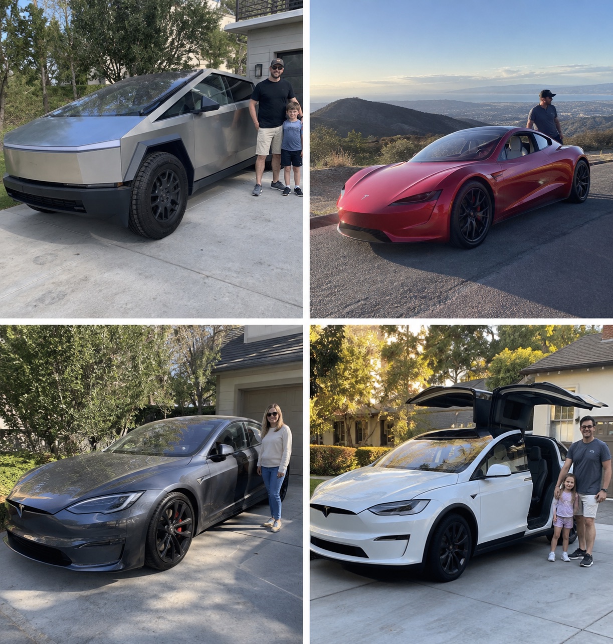 Illustrative candid scene featuring a Tesla Roadster