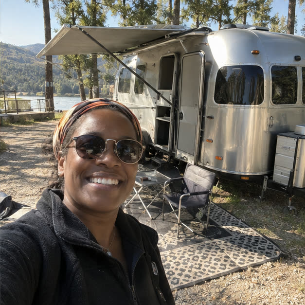 Airstream Globetrotter pictured for Aisha's vehicle situation