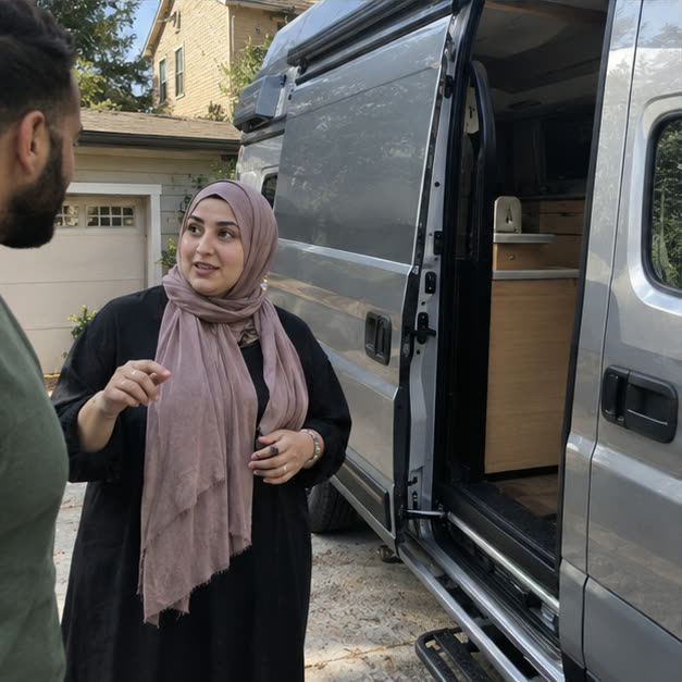 Mercedes-Benz Sprinter pictured for Leila's vehicle situation