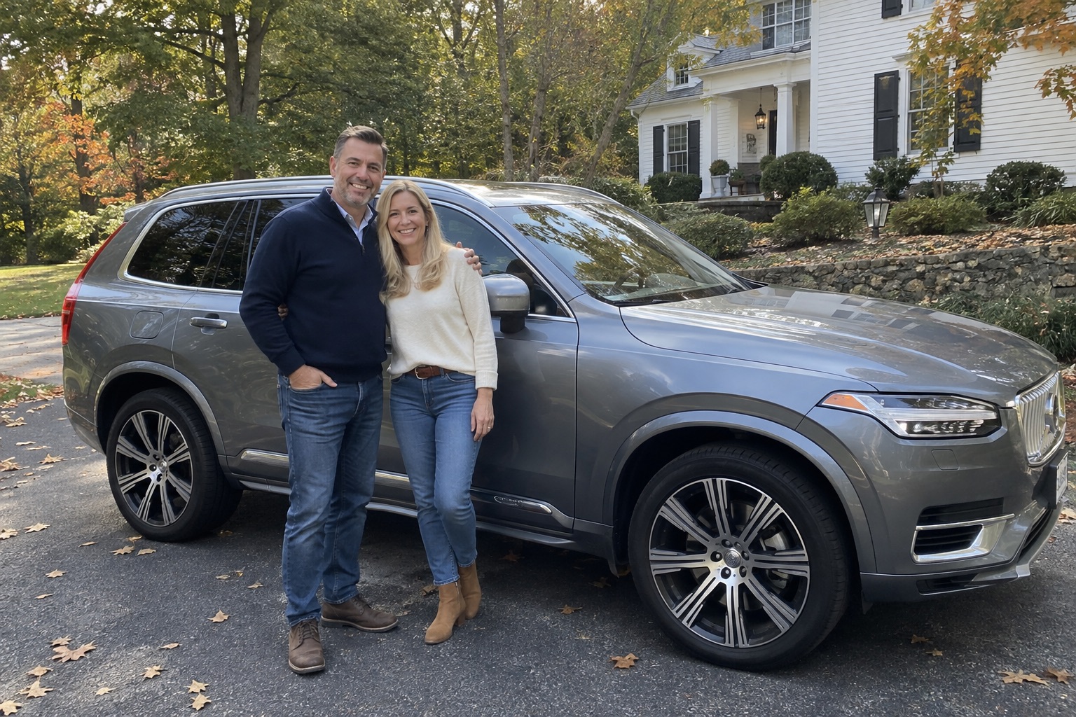 Illustrative candid scene of vehicle owners beside a luxury vehicle for the Connecticut guide