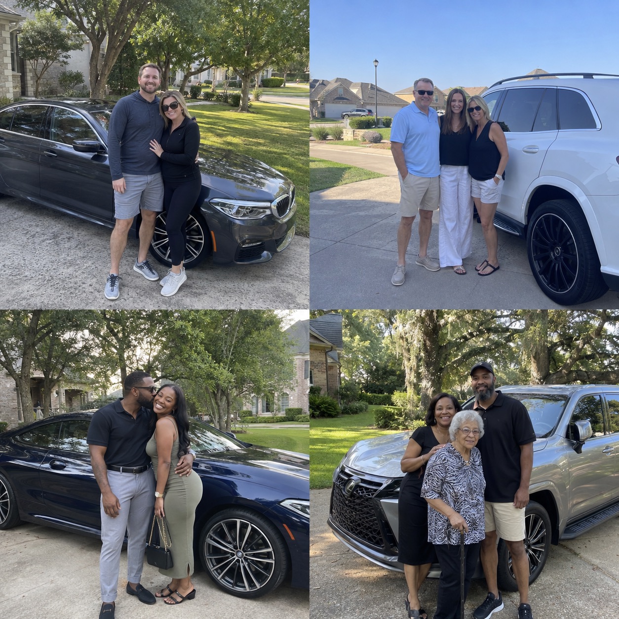 Illustrative candid scene of vehicle owners beside a luxury vehicle for the Kansas guide