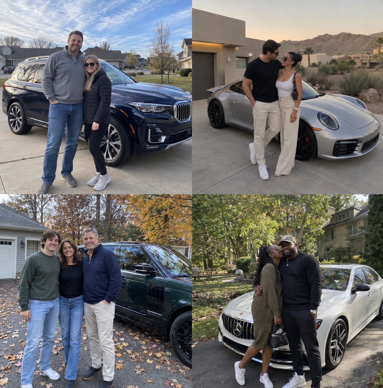 Illustrative candid scene of vehicle owners beside a luxury vehicle for the Nevada guide