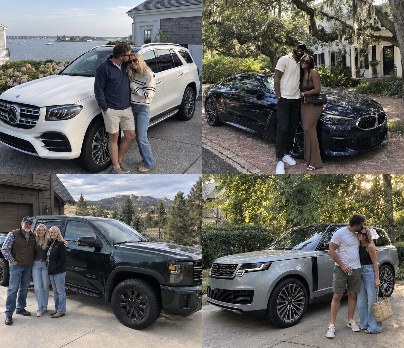 Illustrative candid scene of vehicle owners beside a luxury vehicle for the Rhode Island guide