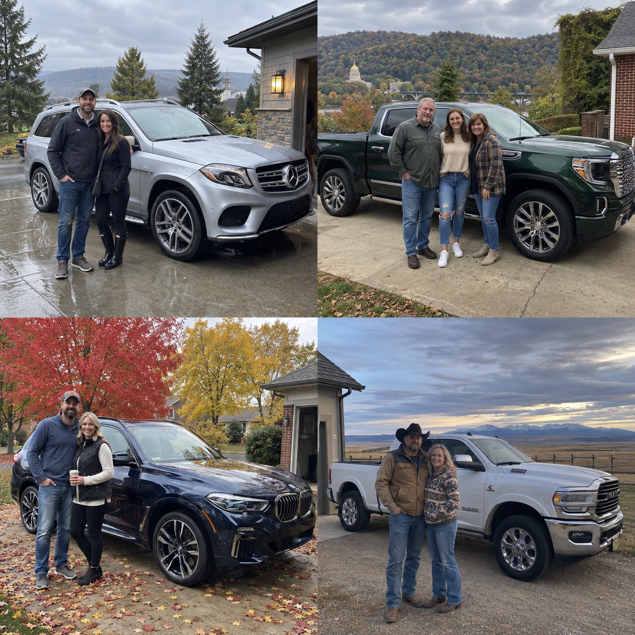 Illustrative candid scene of vehicle owners beside a luxury vehicle for the Washington guide